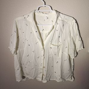 BP White Cropped Button-UP